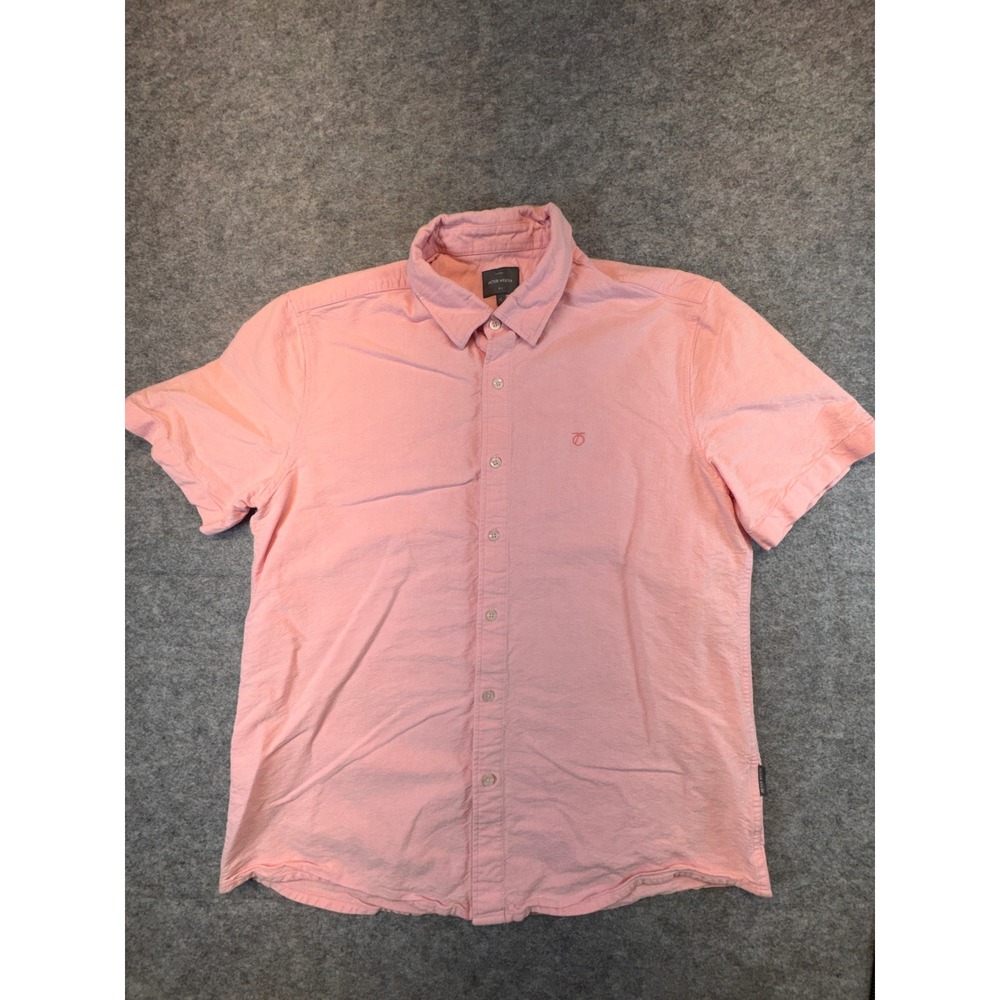 Peter Werth Mens XL Pink‎ Short Sleeve Button Down Shirt Church PTK04180 Cotton